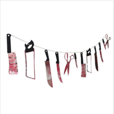 

US Halloween Horror Decoration Broken Hand Blood Saw Bloody Weapon Garland Props