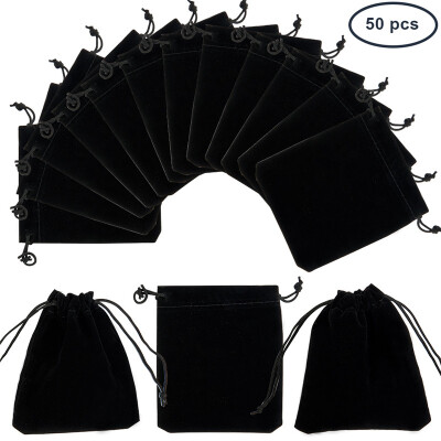 

PH PANDAHALL 50 Bags Black Velvet Jewelry Pouches Bags Drawstring Bags Gift Bags