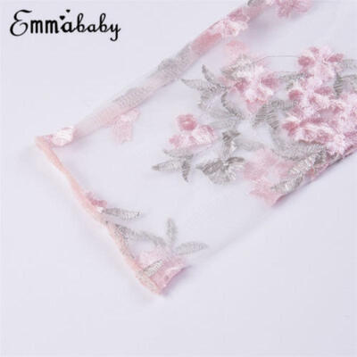 

Sexy Sheer Mesh Flower Crop Top T-Shirt Women See Through Tops Yarn Net Blouse