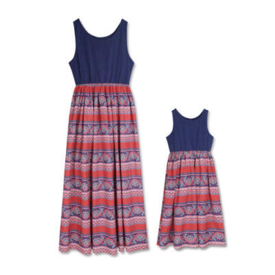 

Mother Daughter Summer Boho Stripe Long Maxi Dress Family Matching Outfits