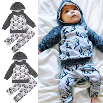 

Toddler Baby Boys Girls Tops Hoodie Long Pants Home Outfit 2Pcs Set Clothes Xmas