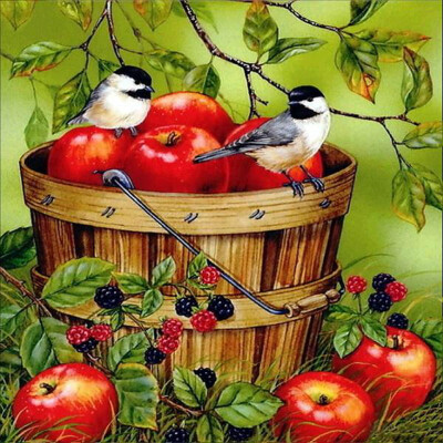 

UpperX 5D Diamond Mosaic AnimalBird apple Round Diamond Painting Cross Stitch kits Diamond Embroidery Patterns