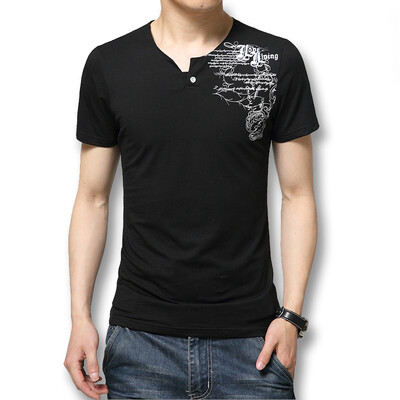 

Men T Shirt Fashion Men T Shirt 2016 Summer New Arrival Printed Men Casual V-neck Men T Shirts 5 Colors Casual Hot Sale T Shirts