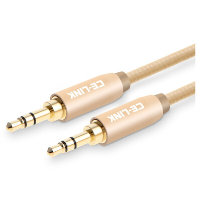 

CE-LINK 1317 AUX audio cable with 35mm stereo audio line male to public 5 meters car phone flat headphone audio cable Tuo Hao gold