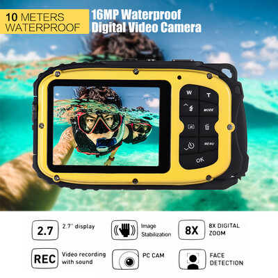 

16MP 27" LCD Waterproof Digital Video Camera Mini Camcorder DV Underwater Max 10M Diving 8X Digital Zooming Face Detection