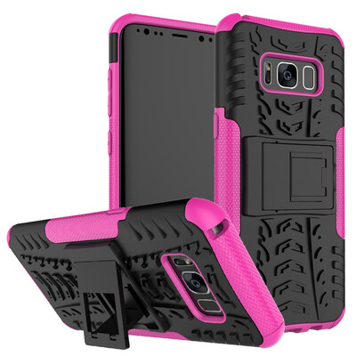 

Fivice Samsung S8 Case TPU anti-fall tire pattern back clip bracket phone case