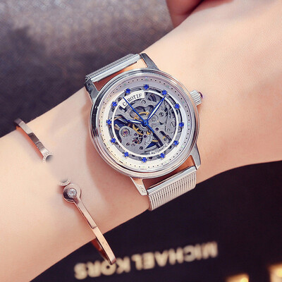 

Luxury Brand Skeleton Sapphire Crystal Women Mechanical Watch Fashion Elegant Ladies Watch