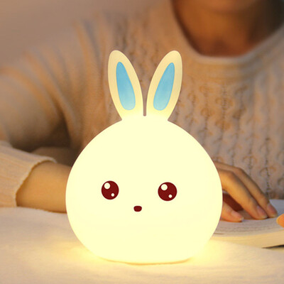 

New Rabbit LED Night Light For Children Multicolor Silicone with Touch Sensor