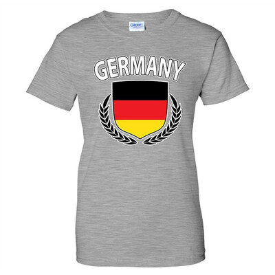 

Germany Flag Creat Olive Wreath Laurel German Pride Womens T-Shirt