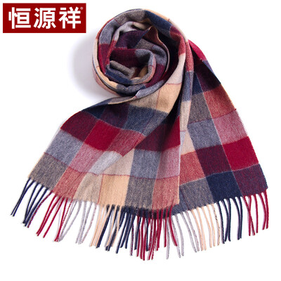 

Hengyuanxiang wool scarf ladies autumn&winter warm plaid thick long mens universal Korean version of the wild England College wind collar 50MB1848 gray red grid