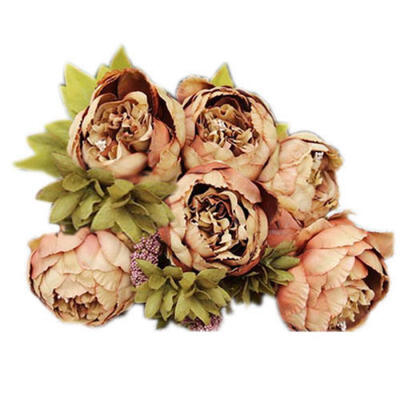 

1Bouquet 8 Heads Artificial Peony Silk Flower Leaf Home Wedding Party Decor BF