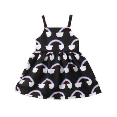 

Toddler Infant Newborn Kids Baby Girl Rainbow Casual Party Tutu Dress Sundress Q