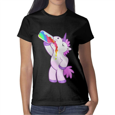 

Womens Big Unicorn Head Cotton T-Shirt Short-Sleeve Interesting tee