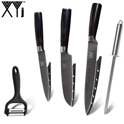 

XYj Kitchen Knife Stainless Steel Kitchen Knives Bend Handle 8" 5" 5" inch KnifePeeler Sharpener Bar