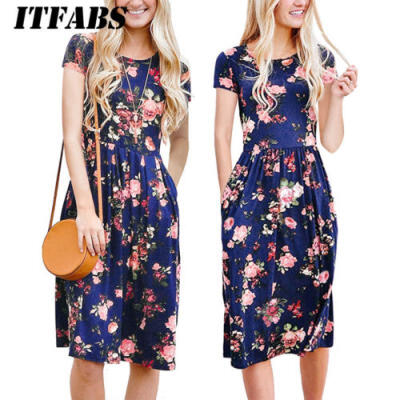 

Women Summer Boho Casual Floral Maxi Evening Party Cocktail Beach Dress Sundress