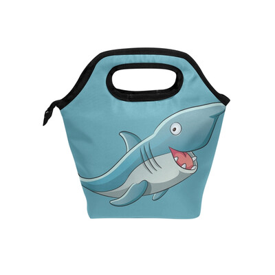 

Lunch Tote Bag Naughty Shark Travel Picnic Insulated Lunch Handbags Portable Zipper Lunch Bag Box