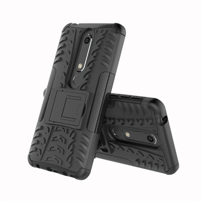 

Fivice Nokia 6 2018 Case TPU anti-fall tire pattern back clip bracket phone case
