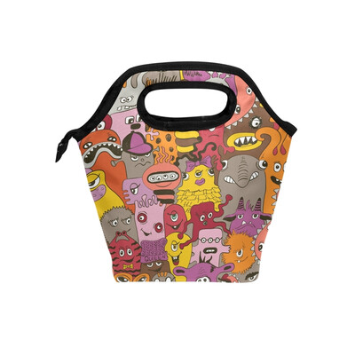 

Lunch Bag Tote Bag Funny Monsters Travel Picnic Organizer Lunch Holder Handbags Lunch Bag Box for Office