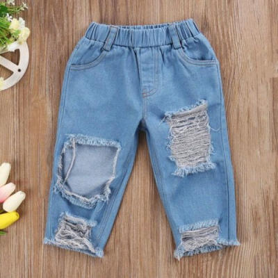 

Fashion Toddler Girls Kids Off Shoulder Tops Denim Pants Jeans Outfits Clothes