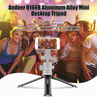 

Andoer Q166B Mini Desktop Tripod Aluminum Alloy Table Tripod Stand with 14" to 38" Adapter Screw for DSLR Camera Monopod Selfie