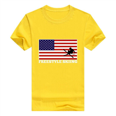 

American Pride Freestyle Skiing United States Flag Short Sleeve T-Shirt