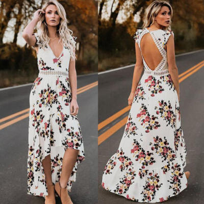 

Frauen Sommer Casual lange Maxi Abend Party Cocktail Strandkleid Sommerkleid