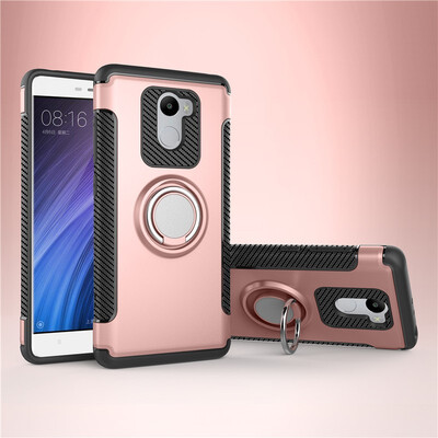 

Fivice Xiaomi Redmi 4 case PC metal ring shell magnetic car bracket TPU phone case