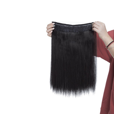 

Invisible Wire No Clips in Hair Extensions Secret Fish Line Hairpieces Silky Straight real natural Synthetic