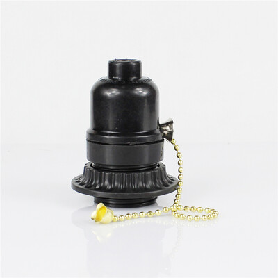 

E26 Black Plastic Half Tooth Screw Mouth With Outer Ring Zipper Switch Lamp Holder