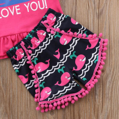 

Fashion Baby Girl Kids Animal Top T-shirt Shorts Outfits Set Clothes Summer 1-6T