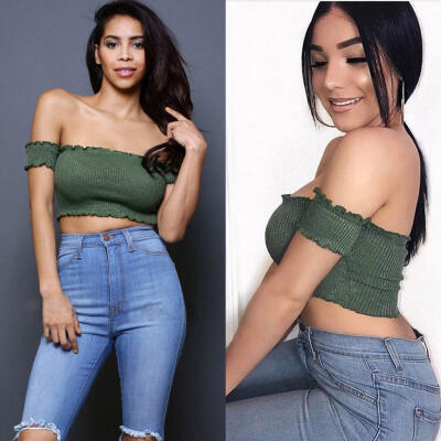 

Summer Women Casual Off Shoulder Tank Top Vest Blouse Sleeveless Crop Tops Shirt