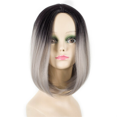 

Ombre Bob Wig Straight Short Hair Fashion Wig Synthetic Colorful Wig 12inch Daily Natural Full Wig Easy Wearing For Women