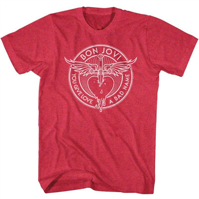 

Bon Jovi Mens Bad Name T-Shirt Cherry Heather