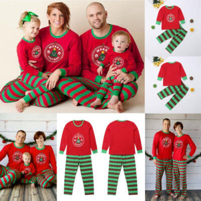 

New Family Matching Christmas Pajamas Set Adult Women Kids Sleepwear Nightwear