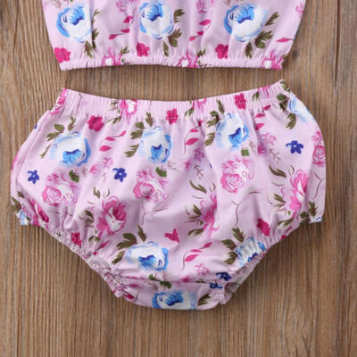 

2pcs Newborn Baby Boy Girl Sleeveless T-shirt TopsPants Floral Outfits Clothes