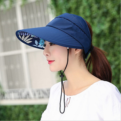 

Womens Lady Visor Hat Summer Sun Beach Ladies Foldable Roll Up Wide Brim Cap