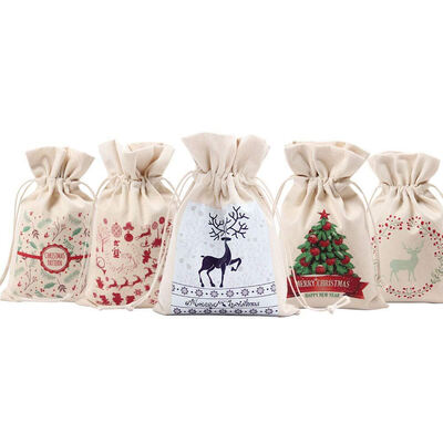 

UpperX 5Pack Christmas Bags Santa SackCanvas Bag for Gifts Kids Xmas GiftCandyJewelry StorageDrawstring Bag for Storage Use