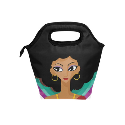 

Lunch Bag Tote Bag African American Woman Travel Picnic Organizer Lunch Holder Handbags Lunch Bag Box for Office