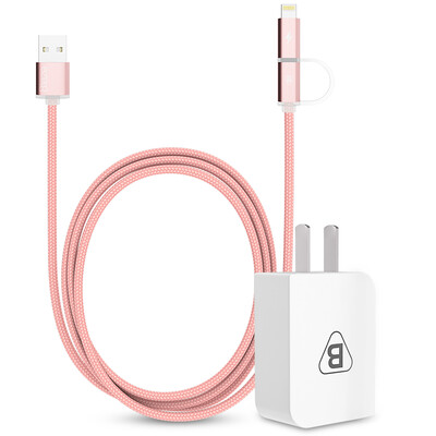 

BIAZE 5V 2A Charger Lightning Micro 2-in-1 mobile phone data cable charging line K2 rose gold support Apple Andrews Samsung millet Huawei M2 K2