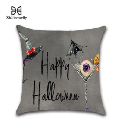 

Halloween Series Pumpkin Cat Cotton Linen Pillow Cases Sofa Throw Cushion Cover