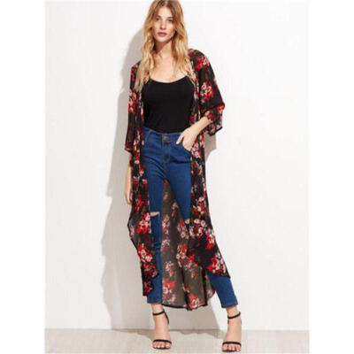 

New Women Boho Chiffon Shawl Beach Bikini Cover up Kimono Cardigan Tops Blouse