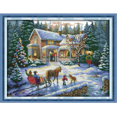 

UpperX Handmade cross stitch DIY needle embroidery kit line Christmas landscape pattern home couture decoration