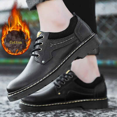 

Mens Shoes Fashion Casual Leather Walking Shoes Lace Up Breathable Shoes For Men Plus Cotton Winter Shoes Black Brown Size 38-45