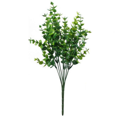 

UpperX 4pcs Artificial Shrubs Fake Plastic Greenery Plants Eucalyptus Leaves Bushes Flowers Filler Indoor Outside Decor