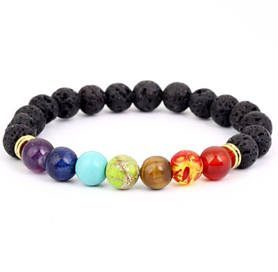 

Black volcanic stone popular hand string beads string yoga bracelet natural stone bracelet