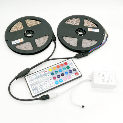 

ZDM DC12V 2835 300LEDs RGB Strips with IR44 Key Double Outlet Controller 2PCS