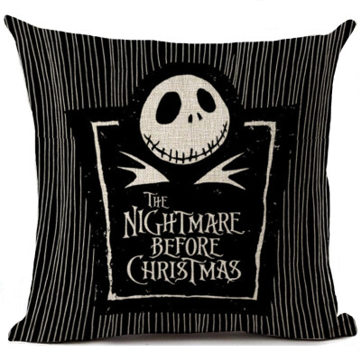 

Halloween Cartoon Skull Jack Cushion Cover Nightmare Before Christmas Printed Linen Throw Pillows Cover Decorative Pillowcase