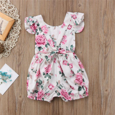 

Newborn Kids Baby Girls Lace Flower Romper Bodysuit Jumpsuit Outfits Set Sunsuit