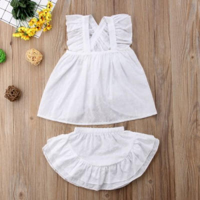 

Summer Infant Kids Baby Girls Bowknot Tops Tutu Dress Shorts Outfits Clothes