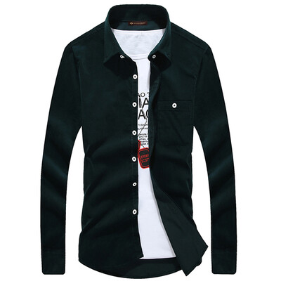 

Yu Zhaolin long - sleeved shirt men &39s business casual color solid shirt C002 dark green 180